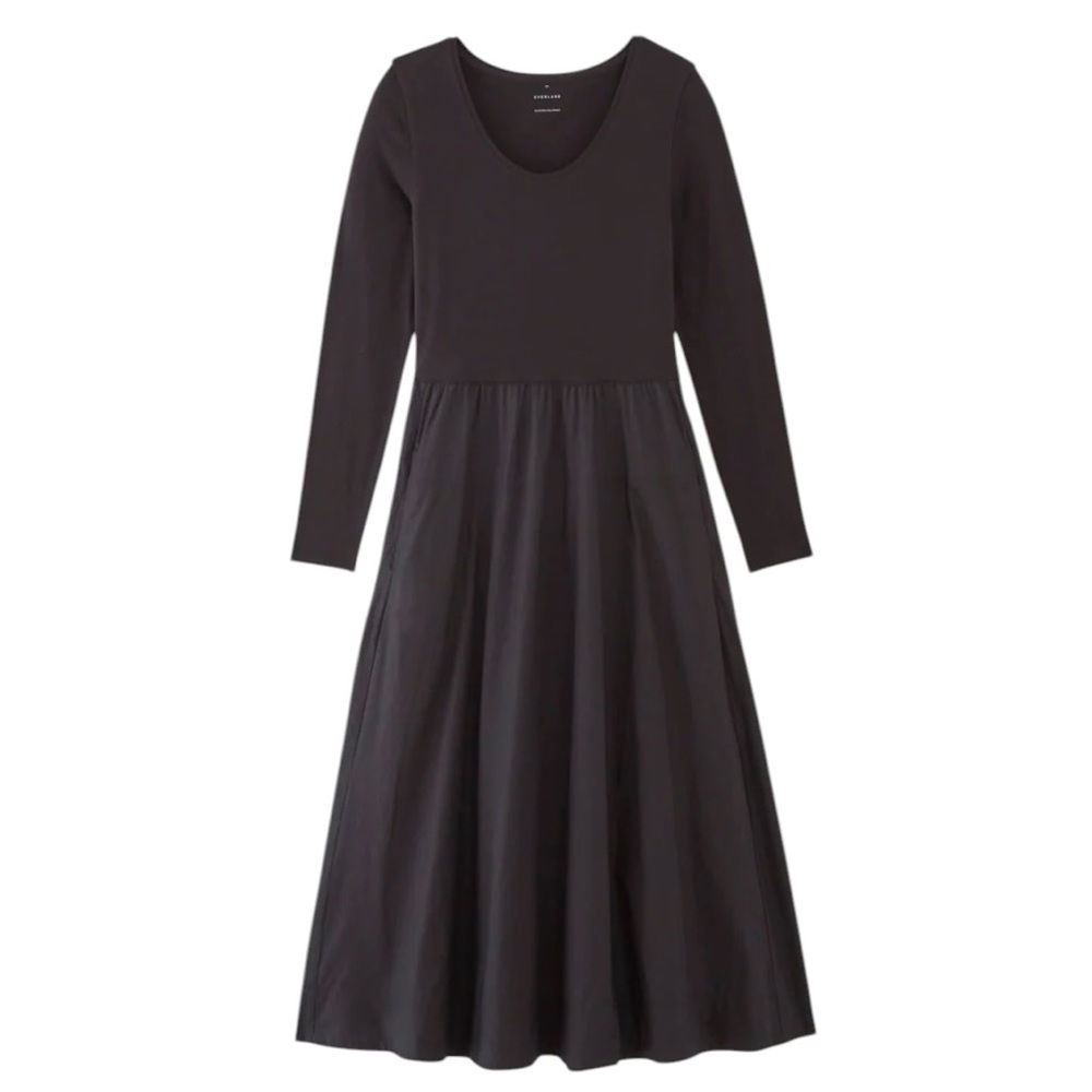 NWT Everlane long sleeve Riviera mini dress a-line skirt scoop neck size S